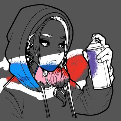 a realistic girl, spray painting