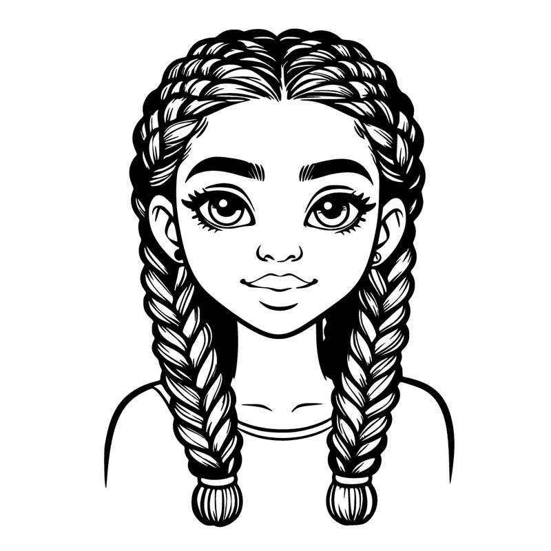 realistic girl with braids