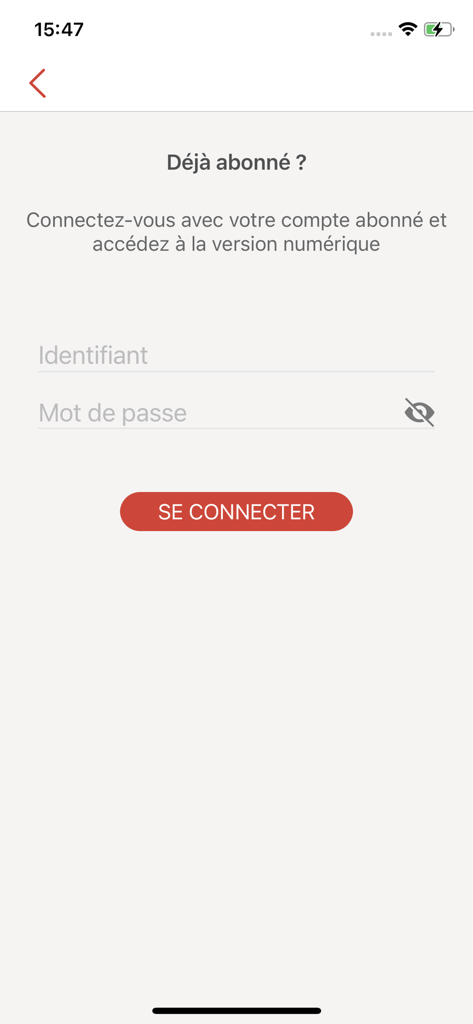 Cerveau & Psycho - Subscriber login screen for the Cerveau & Psycho magazine app in French.
