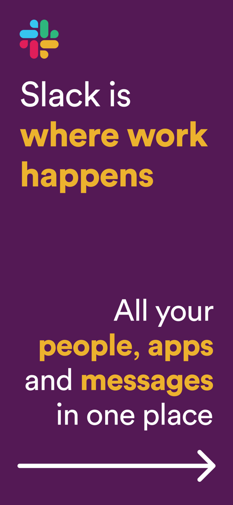 Slack for EMM - Slack for EMM intro screen showing text Slack is where work happens