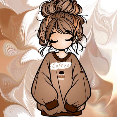 girl with baggy sweatshirt and messy bun