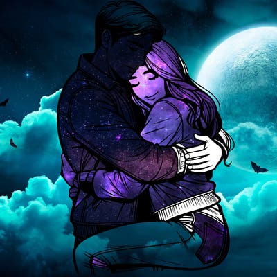 couple hugging realistic