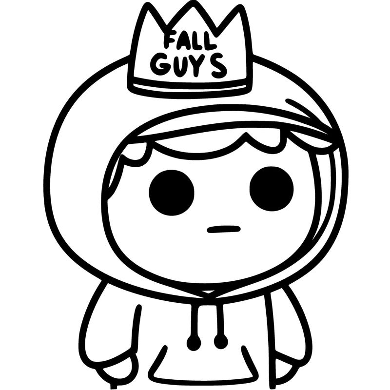 a boy in a hoodie with fall guys crown