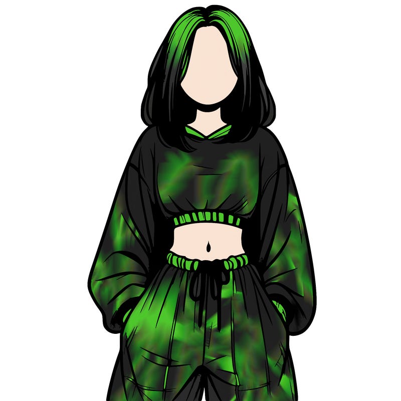 realistic girl faceless with baggy pants and a crop top