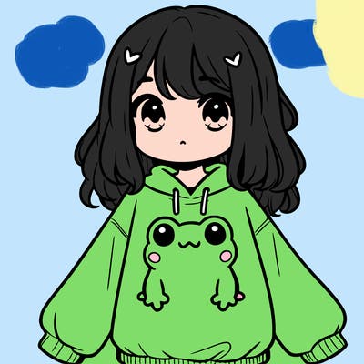 girl wearing frogging sweatshirt
