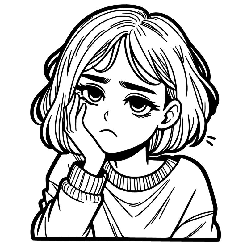 teenage girl with no hair with bored expression