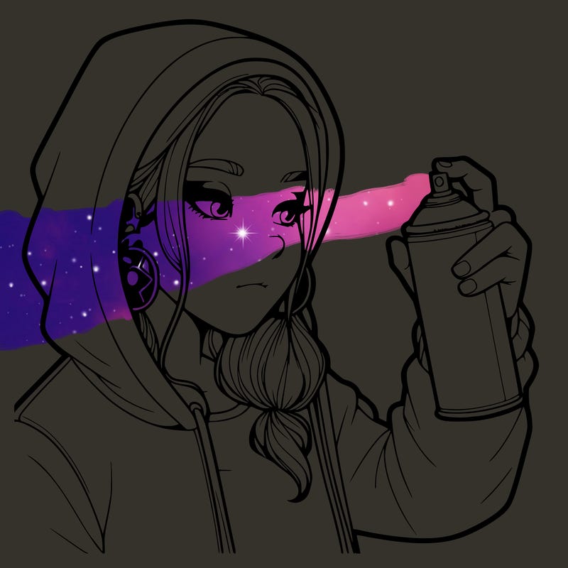 a realistic girl, spray painting