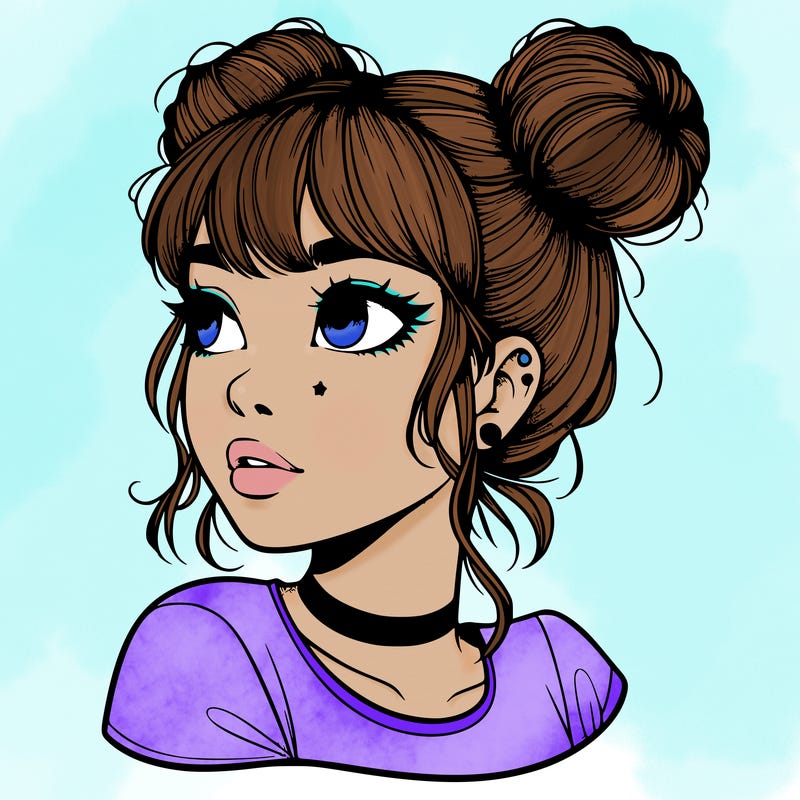 realistic girl with spacebuns