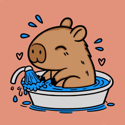 capybara taking a bath