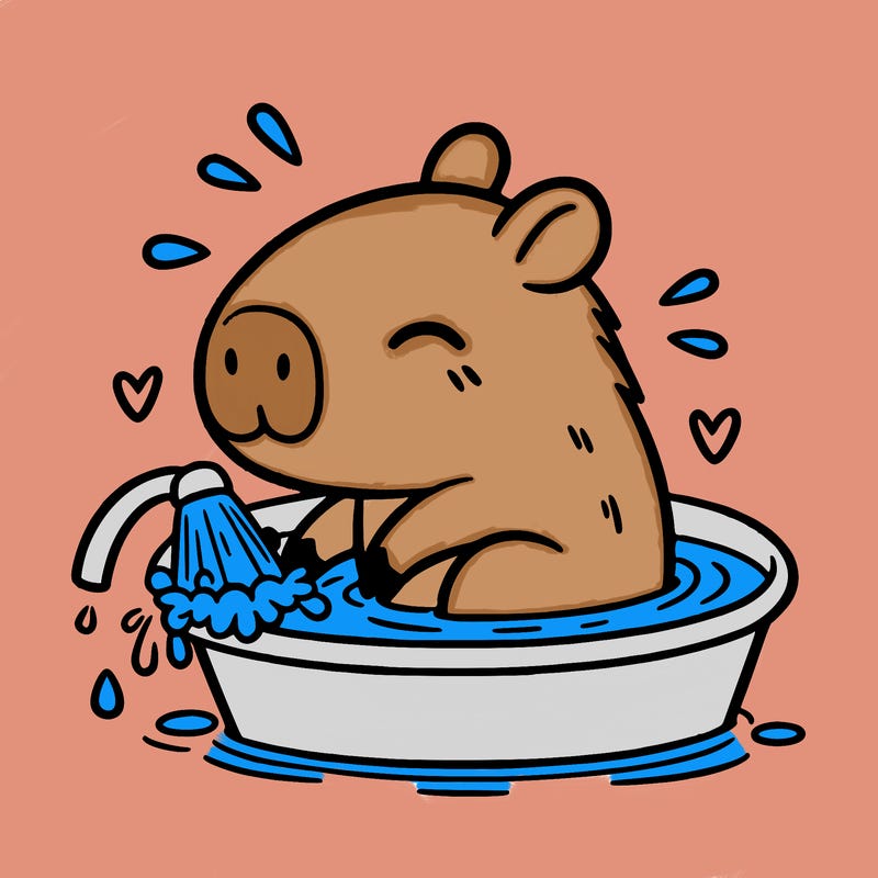 capybara taking a bath