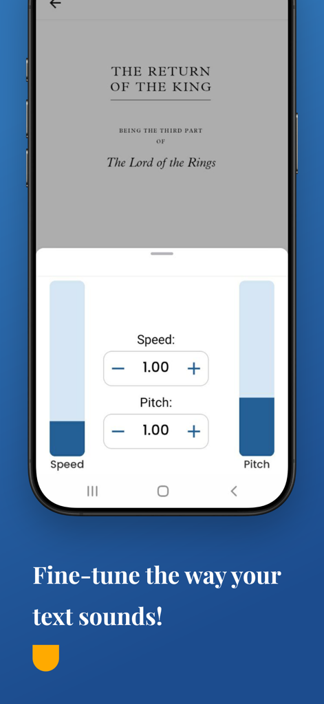 Voicen AI: Text to Speech - Adjustable voice speed and pitch settings in Voicen AI text to speech app
