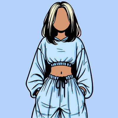 realistic girl faceless with baggy pants and a crop top