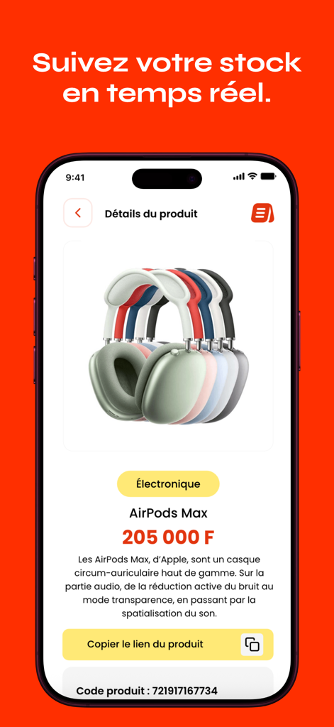 Encube - Pantalla móvil de la aplicación Encube que muestra el seguimiento de inventario en tiempo real y detalles de productos para un negocio minorista