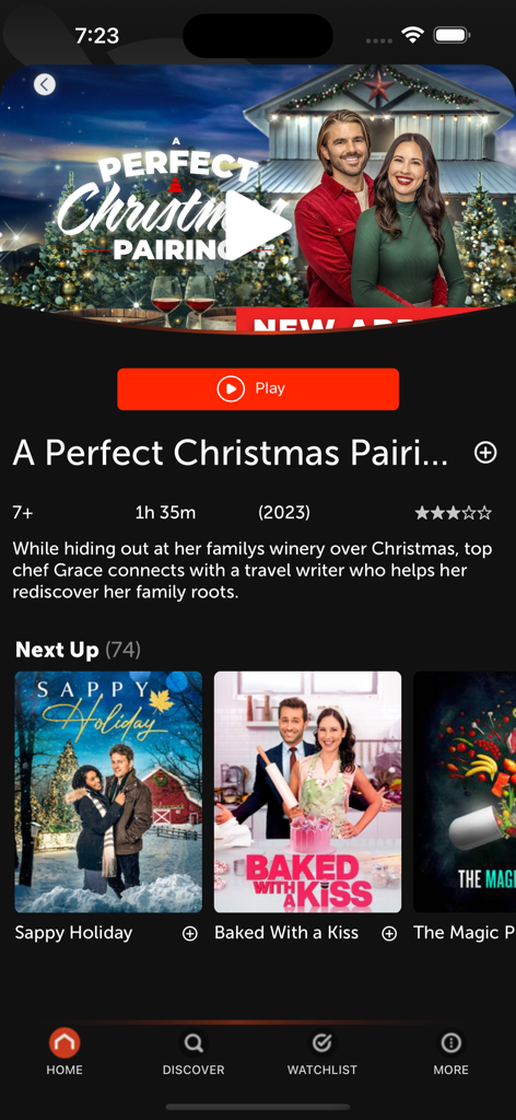 iFood.tv video recipes - iFood tv app interface showing the detail page for a holiday cooking video with play button and descriptions