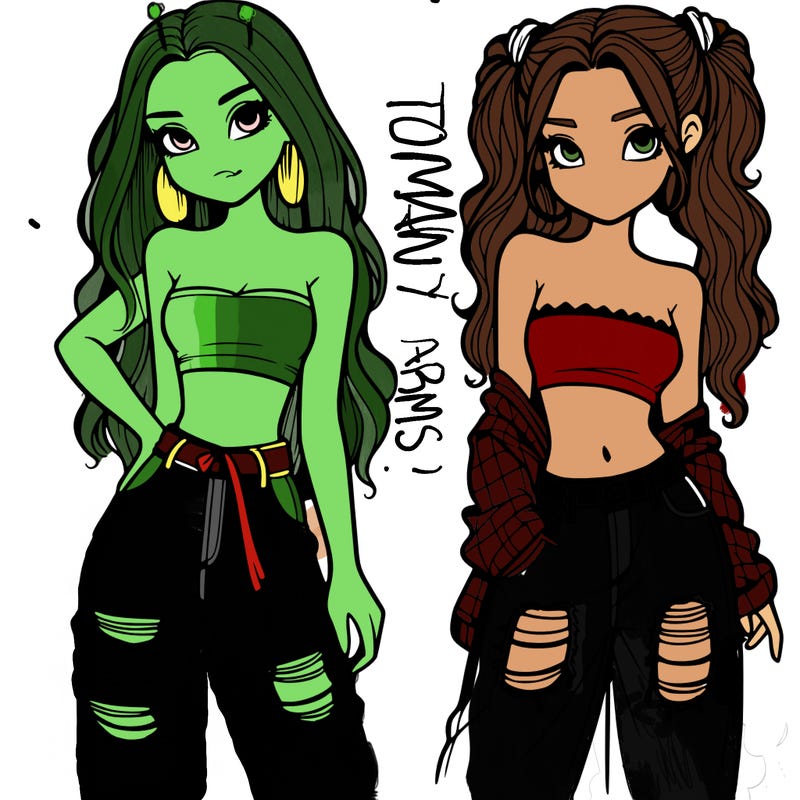 2 girls in crop tops and baggy jeans ripped