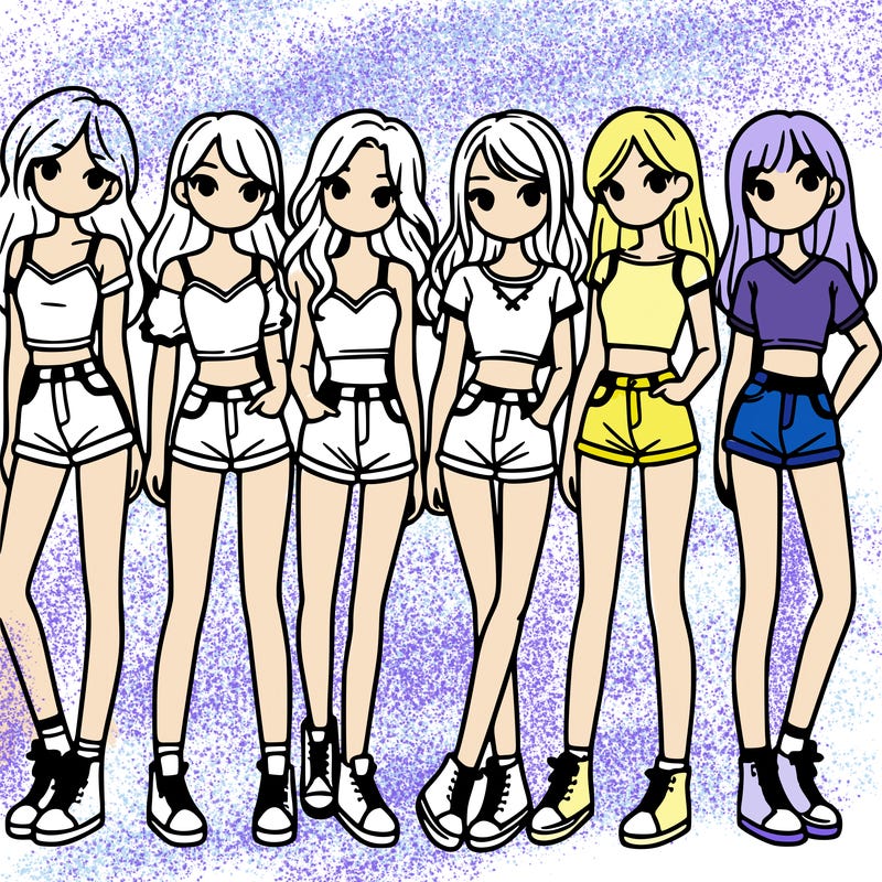 a group of girls wearing crop tops and shorts