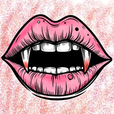 lips with vampire teeth