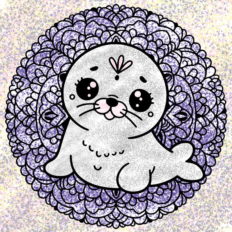 a cute baby seal mandala