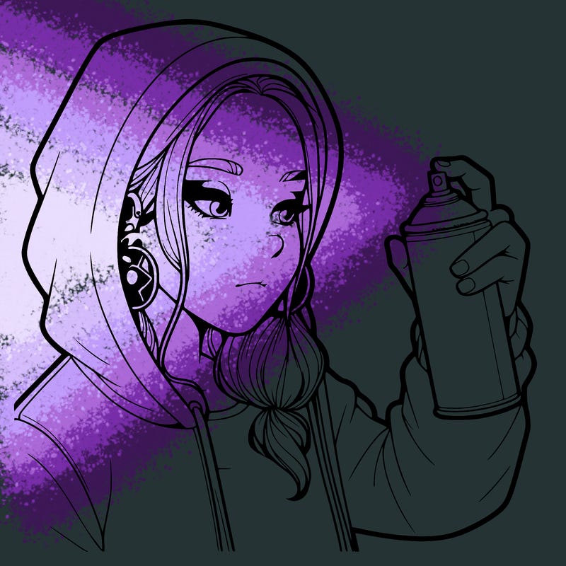 a realistic girl, spray painting