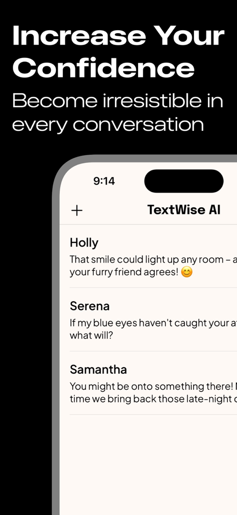 Pick up lines - TextWise - TextWise AI app interface showing witty conversation starters and replies for dating apps