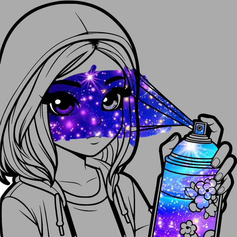 realistic girl spray painting