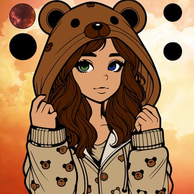 realistic girl in a animal pjs hoodie