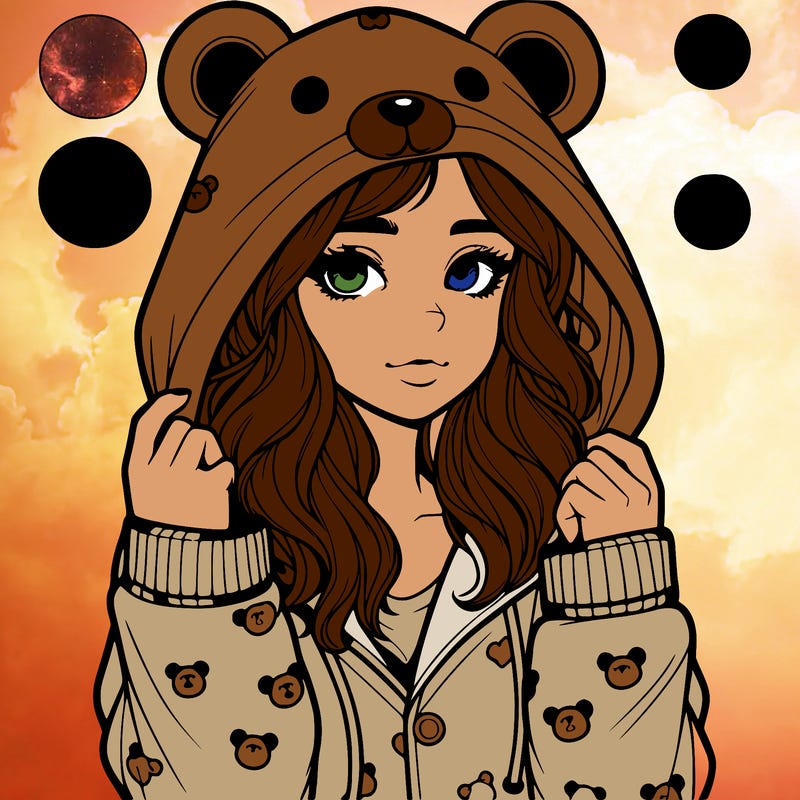 realistic girl in a animal pjs hoodie