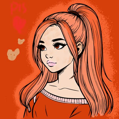 realistic girl with a high ponytail
