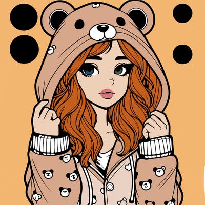 realistic girl in a animal pjs hoodie