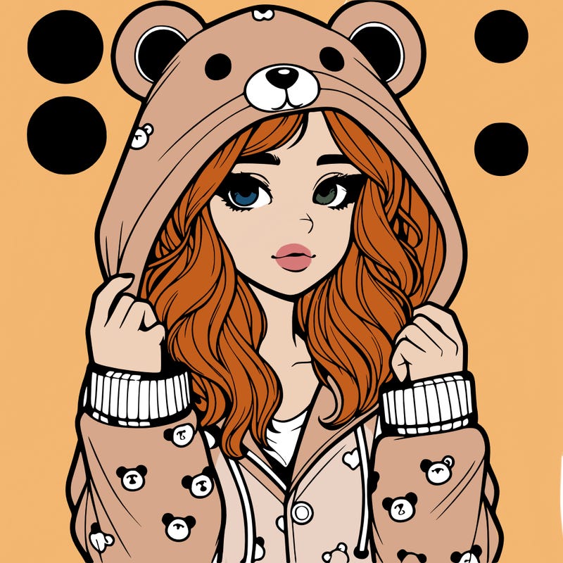 realistic girl in a animal pjs hoodie