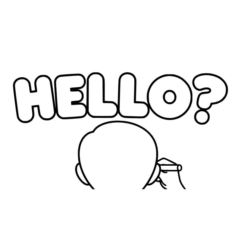 bubble letters saying hello?