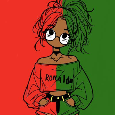 girl with a messy ponytail glasses a baggy crop top and jean shorts