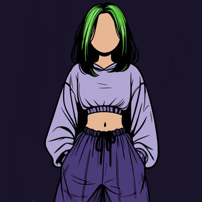 realistic girl faceless with baggy pants and a crop top