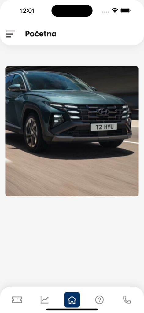 Hyundai Power Points - Home screen of the Hyundai Power Points app featuring a dark green Hyundai SUV and a navigation menu.