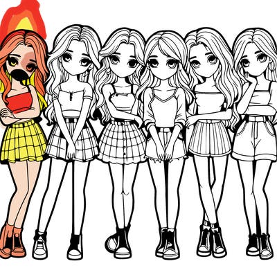 a group of girls realistic