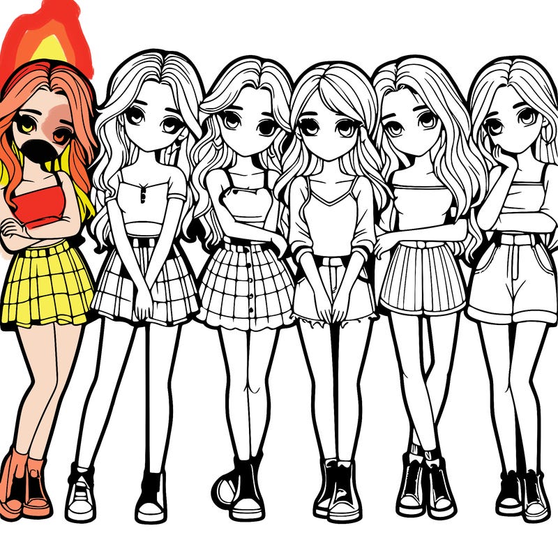 a group of girls realistic