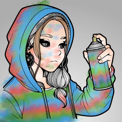 a realistic girl, spray painting