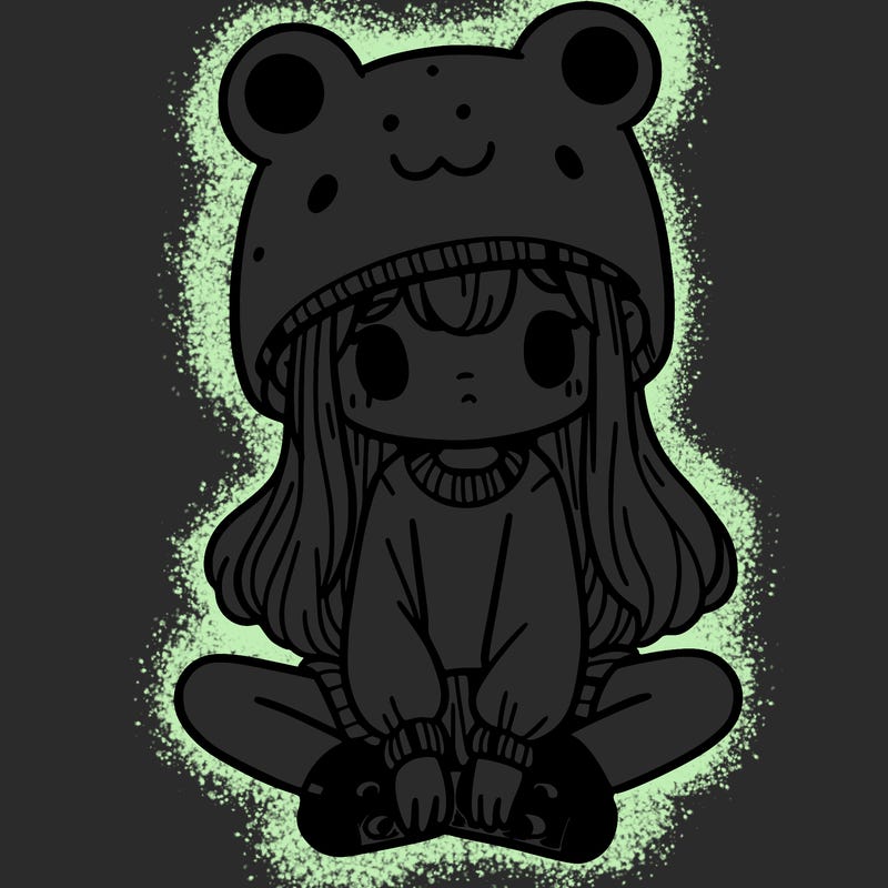 a girl wearing a frog hat and some frog socks