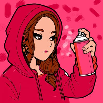 a realistic girl, spray painting
