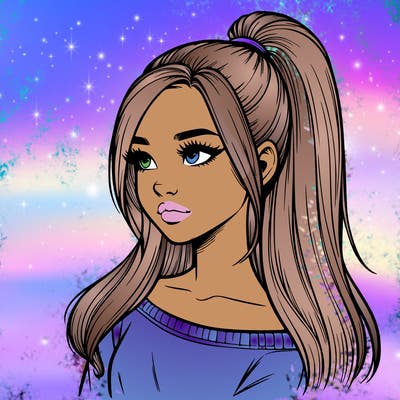 realistic girl with a high ponytail