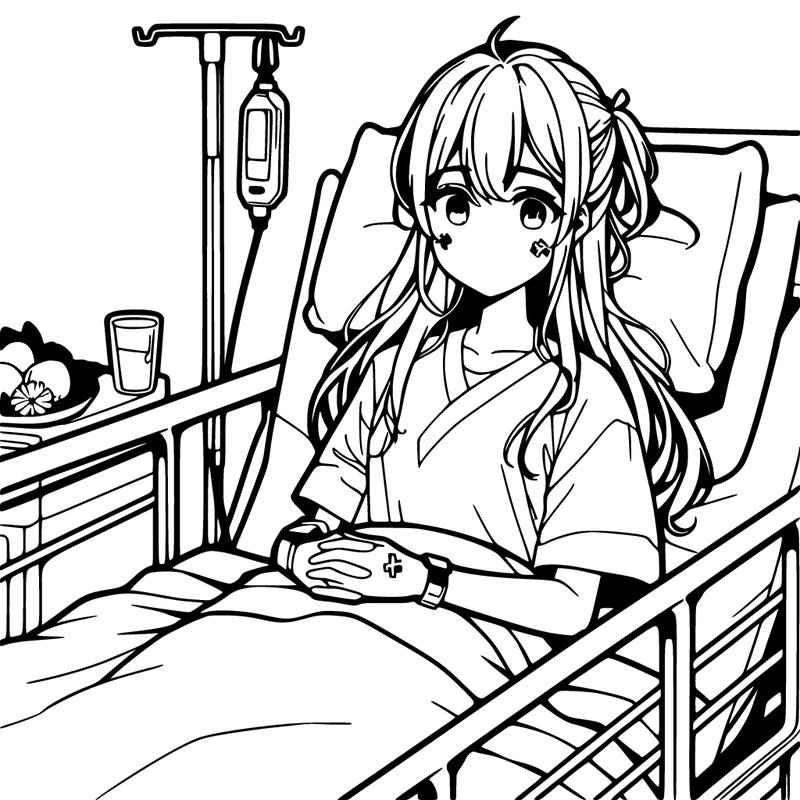 anime girl in hospital bed