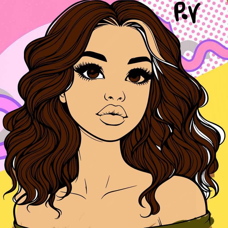 realistic girl with wavy hair and lips