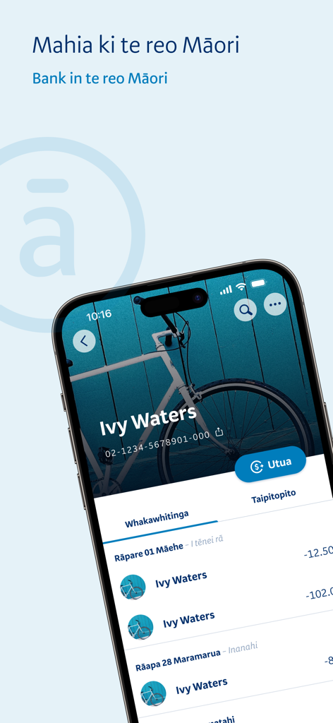 BNZ Mobile - BNZ Mobile app screen displaying transaction history and account details in the Maori language.