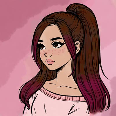 realistic girl with a high ponytail