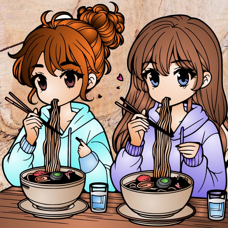girls eating ramen
