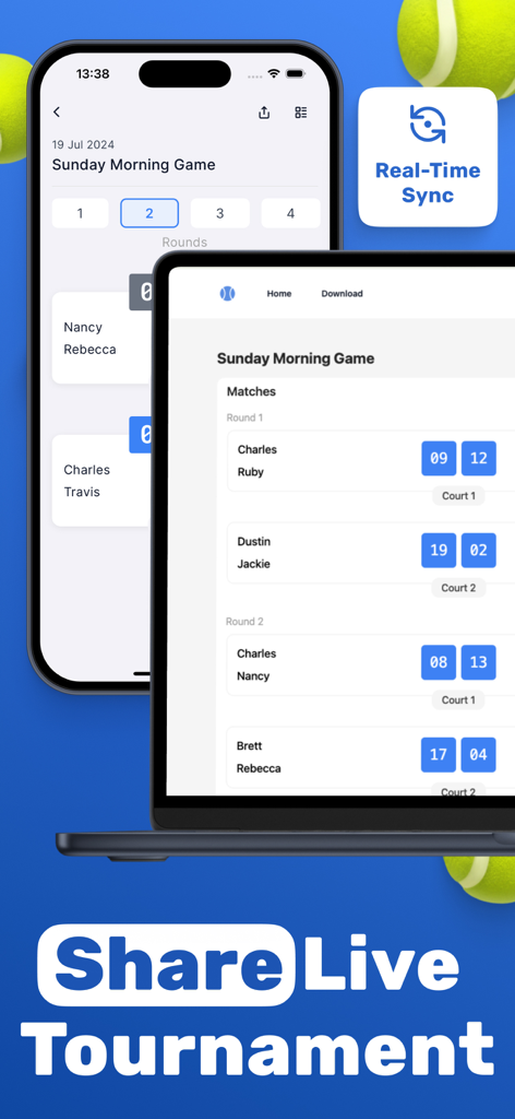Padel Americano - Padelmix - Mobile and laptop interface of Padelmix showing real time tournament scoring and live sharing features