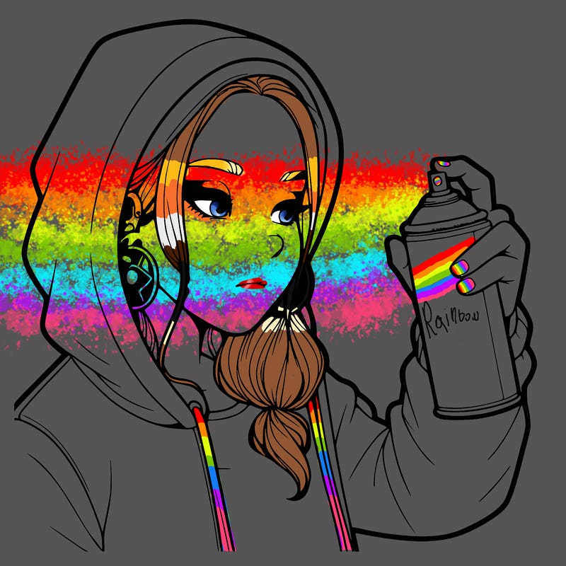 a realistic girl, spray painting