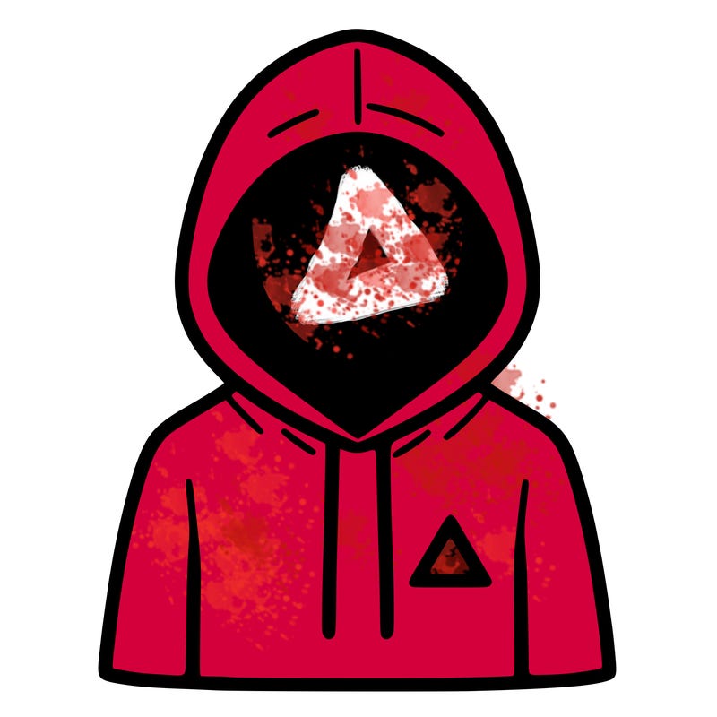 a person with non face waering a hoodie with a small triangle symbol