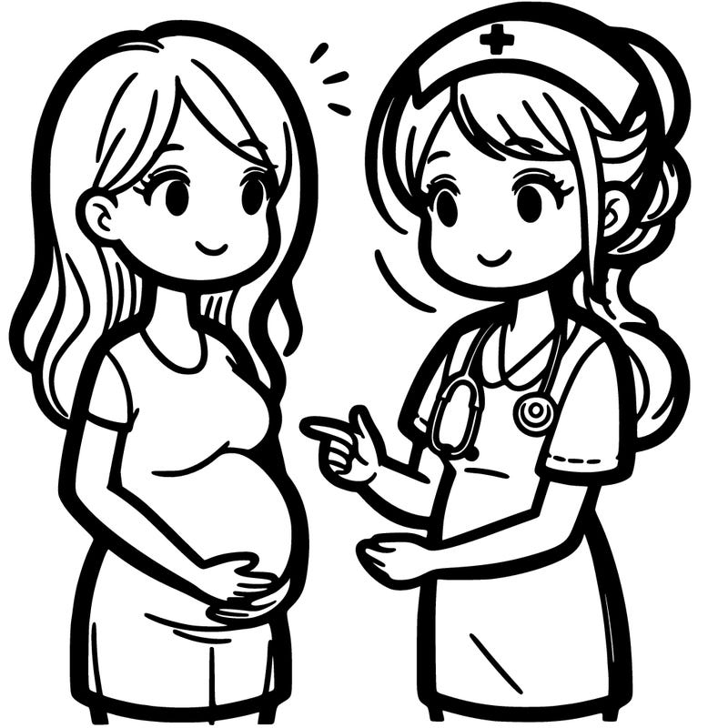 pregnant woman and midwife talking