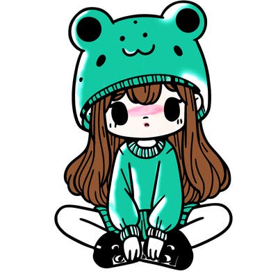 a girl wearing a frog hat and some frog socks